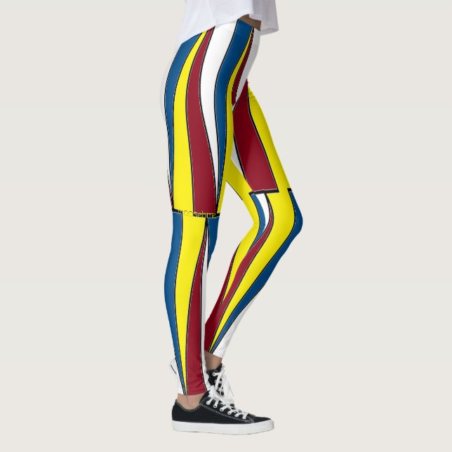 Rote Gelbe Blaue Dreiecke Leggings (Rechts)