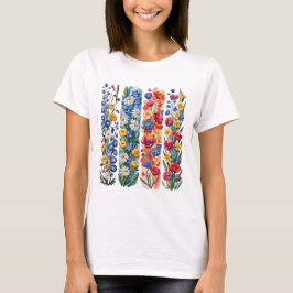 ROTE GELBE BLAUE WEISSE HÜBSCHE WILDBLUMEN T-Shirt