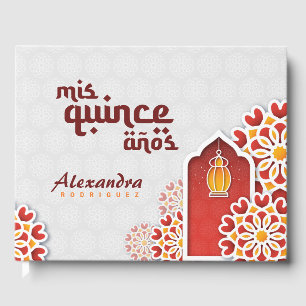 Rote Gelbe Blume Arabian Nacht Quinceñera Gästebuch