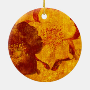 Rote gelbe Blume grunge digitale Grafikart Keramik Ornament