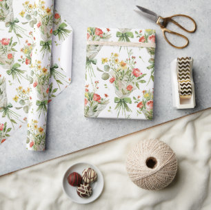 Rote Gelbe Blumen Geburtstag Geschenkpapier