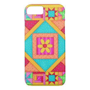 Rote gelbe bunte Patchwork-Steppdecken-Kunst Case-Mate iPhone Hülle