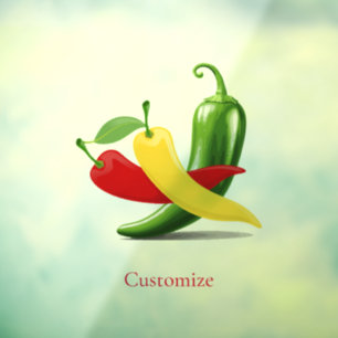 Rote Gelbe Grüne Chili Paprika Thunder_Cove Fensteraufkleber