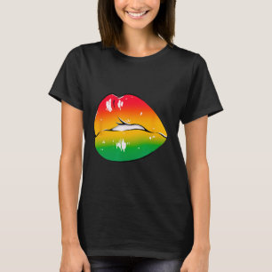 Rote Gelbe Grüne Lippen Afrika Mode Lippen Art Des T-Shirt