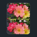 Rote Gelbe Rose Blume Bloral Geburtstag Rose Magnet<br><div class="desc">Rot gelbe Rose Aquarell Blume Blumengestein Vintage Rose Geburtstagskarte. Entworfen aus meinem ursprünglichen Foto und Garten Foto aus meinem eigenen Garten.</div>