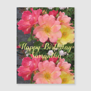 Rote Gelbe Rose Blume Bloral Geburtstag Rose Magnetkarte