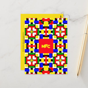 Rote, gelbe, schwarze, blaue und grüne Geometrien Postkarte