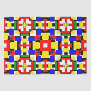 Rote, gelbe, schwarze, blaue und grüne Geometrien Seidenpapier
