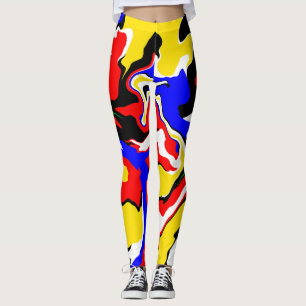 Rote, gelbe, schwarze, blaue und grüne Schwünge Leggings