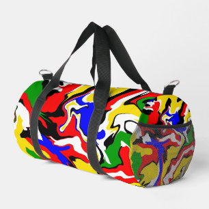 Rote, gelbe, schwarze, blaue und grüne Wirbel Duffle Bag