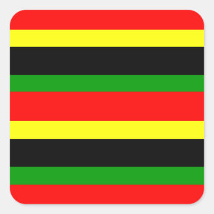 Rote, gelbe, schwarze und grüne Streifen Quadratischer Aufkleber