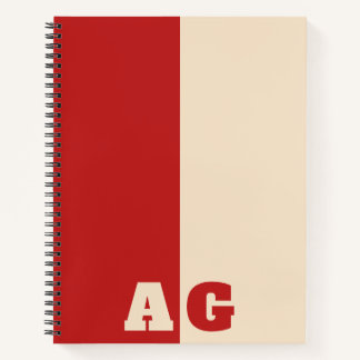 Rote gelbe Streifen Fette Monogramm Notizbuch