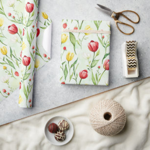 Rote Gelbe Tulpen Geburtstag Geschenkpapier