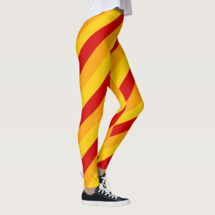 Rote, gelbe und orange Streifen Leggings