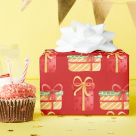 "Rote, gelbe Weihnachtsgeschenke" Rotes Umschlagpa Geschenkpapier