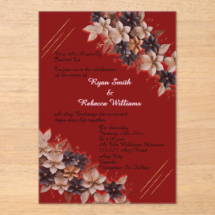 Rote geometrische Blumen-Hochzeitseinladung Acryleinladungen
