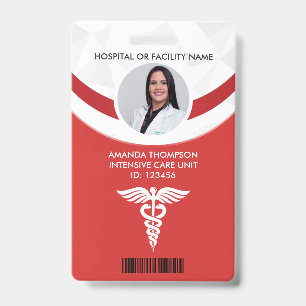 Rote geometrische Krankenschwester-Foto-ID Ausweis