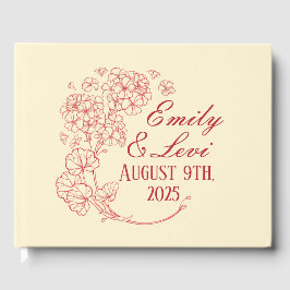 Rote Geranien auf Beige Hochzeit Gästebuch