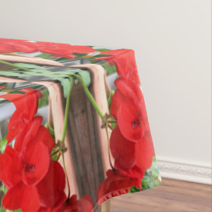 Rote Geranien Streifen Tischdecke