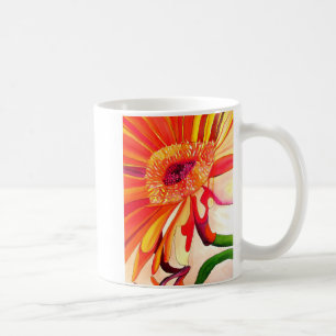 Rote Gerbera Blume Aquarellmalerei Kaffeetasse