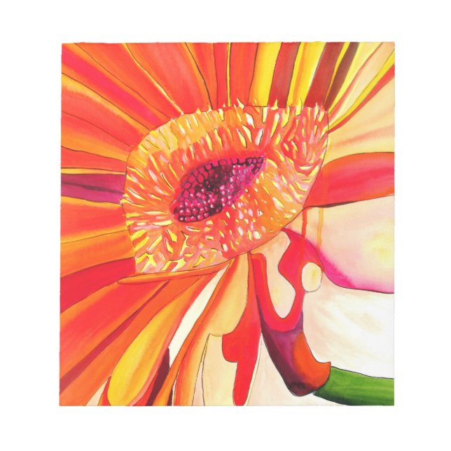 Rote Gerbera Blume Aquarellmalerei Notizblock (Vorderseite)