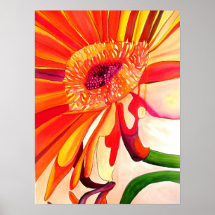 Rote Gerbera Blume Aquarellmalerei Poster