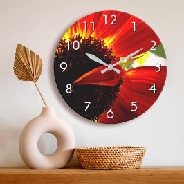 Rote Gerbera daisa Blume Foto schön modern Große Wanduhr