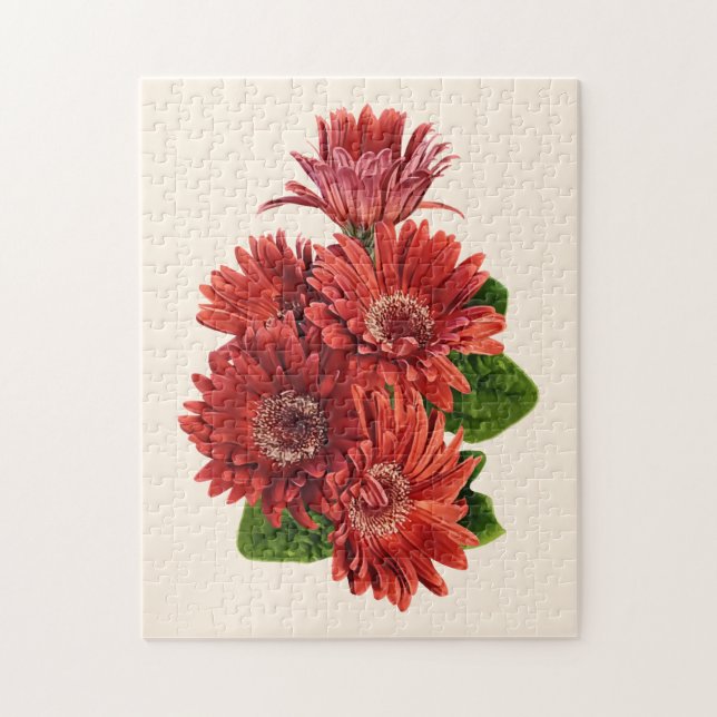 Rote Gerbera-Margeriten Puzzle (Vertikal)