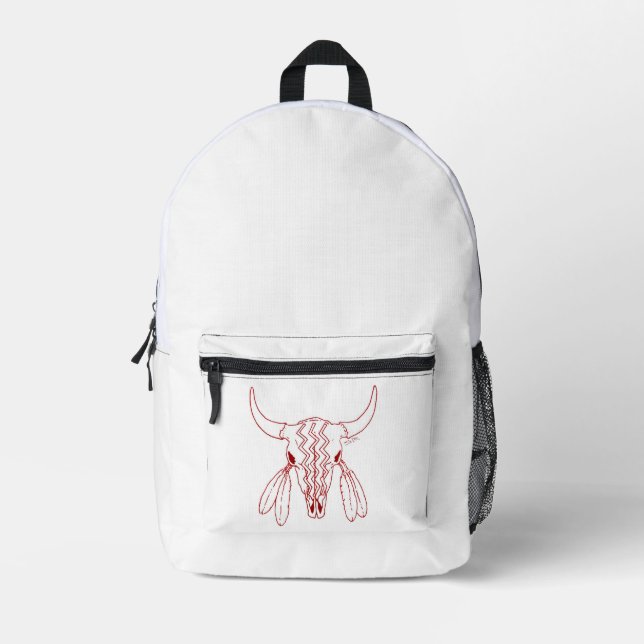 Rote Ghost Dance Büffel Linie weißer Rucksack (Vorderseite)