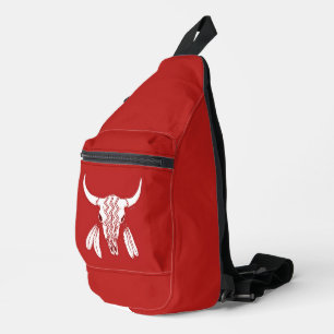 Rote Ghost Dance Büffel-Schultertaschen-Rucksack Crossbody Bag