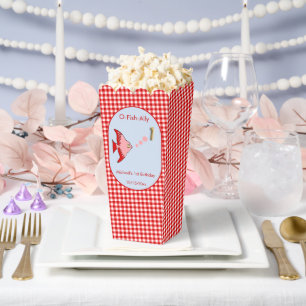 Rote Gingham-1.-Geburtstags-Geschenkbox mit 3 Foto Geschenkschachtel