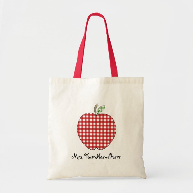 Rote Gingham-Apple-Lehrer-Taschen-Tasche Tragetasche (Vorne)