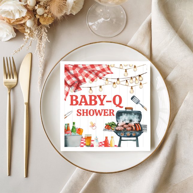 Rote Gingham-BBQ-Baby-Shower-Servietten Serviette (Von Creator hochgeladen)