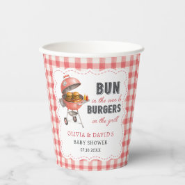 Rote Gingham-Burger-BBQ-Baby-Shower-Papierbecher Pappbecher