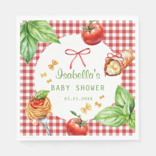 Rote Gingham Holy Cannoli Baby Shower Papier Servi Serviette