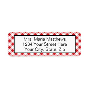 Rote Gingham-Karo-Adressemailings-Aufkleber