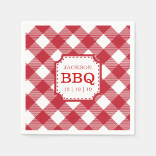 Rote Gingham-Karo-Muster-Papier-Serviette Serviette