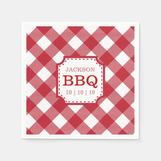 Rote Gingham-Karo-Muster-Papier-Serviette Serviette (Vorderseite)