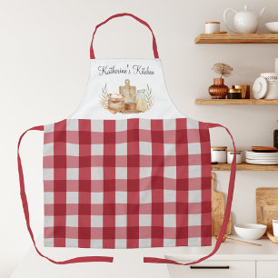 Rote Gingham-Karomuster-Backzubehör Schürze