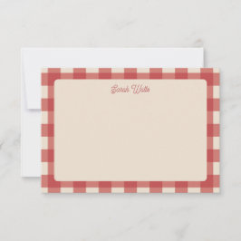 rote Gingham-Muster-Notizkarte Dankeskarte
