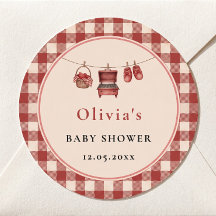 Rote Gingham-Picknickkorb-Grill-Baby-Party
