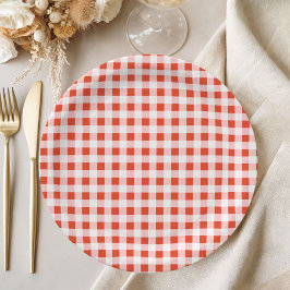Rote Gingham-Pizza-Italienische Babyparty Pappteller