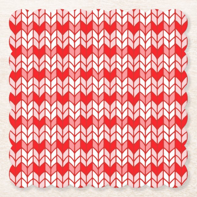 ROTE GINGHAM STRICKWARE Karierte eckige Papiertisc Untersetzer (Vorderseite)