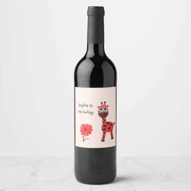 Rote Giraffe Weinetikett (Vorderseite)