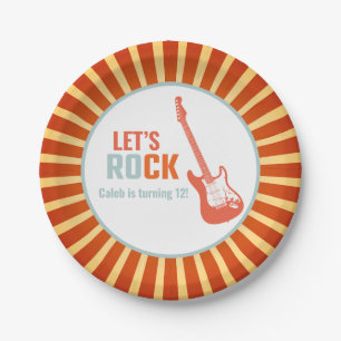 Rote Gitarre Rock and Roll Rockstar Geburtstag Pappteller