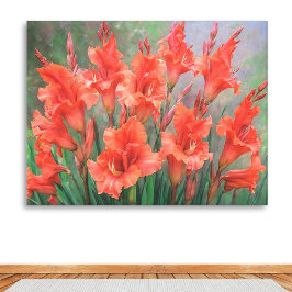 Rote Gladiolus Blume Eleganter Blumengarten Blumen Leinwanddruck