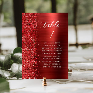 Rote Glamour-Glitzer-Metall-Schrift Hochzeit Tischnummer