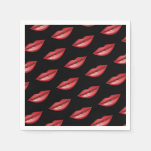 Rote Glänzende Lippen Kuss Schönheit Make-up Gebur Serviette