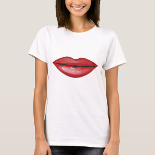 Rote Glänzende Lippen Küssen Chic Moderne Glamour T-Shirt