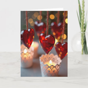 Rote Glasherzen Valentinstag-Liebeskarte Karte